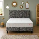 Lit Boxspring Epeda de 160 x 200 x H 63 cm composé d'un double sommier de 80 x 200 cm Déco 14 / un matelas Prestige 600 de 160 x 200 cm / une tête de lit Prestige de 160 x H 120 cm Chiné gris Urbain / un jeu de pied cylindrique Noir H 20 cm